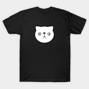 Persian cat's face. Derpy, cute chonk in white ink T-Shirt